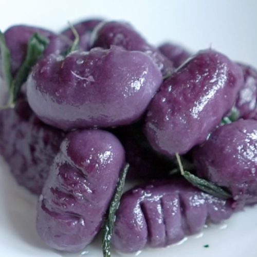 Purple Sweet Potato Gnocchi with Coconut Oil and Sage